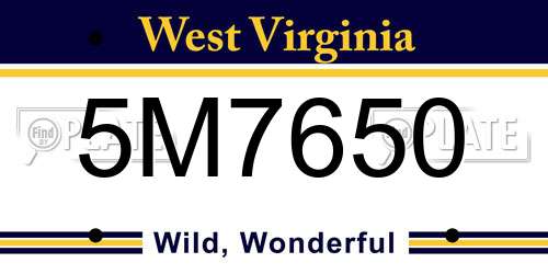 5M7650 West Virginia License Plate