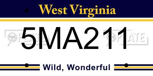 5MA211 West Virginia License Plate