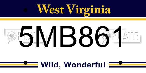 5MB861 West Virginia License Plate