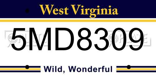 5MD8309 West Virginia License Plate
