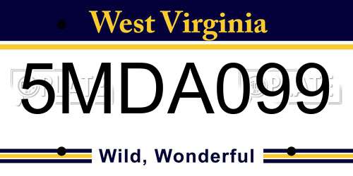 5MDA099 West Virginia License Plate