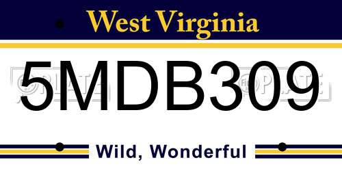 5MDB309 West Virginia License Plate