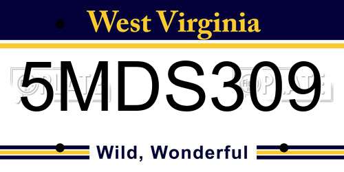 5MDS309 West Virginia License Plate