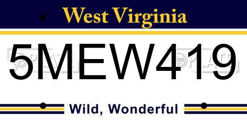 5MEW419 West Virginia License Plate