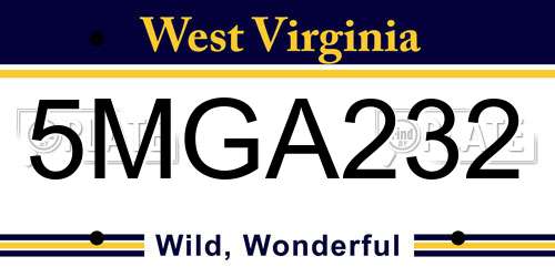 5MGA232 West Virginia License Plate