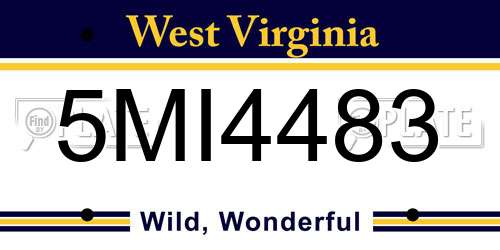 5MI4483 West Virginia License Plate