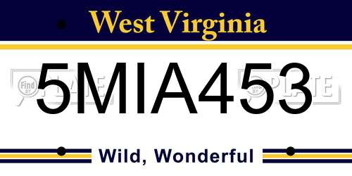 5MIA453 West Virginia License Plate