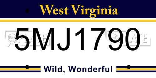 5MJ1790 West Virginia License Plate