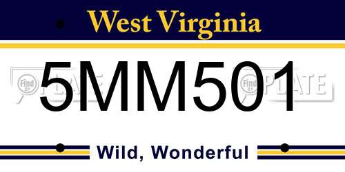 5MM501 West Virginia License Plate