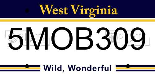 5MOB309 West Virginia License Plate