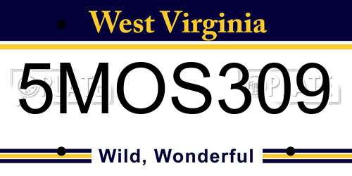 5MOS309 West Virginia License Plate