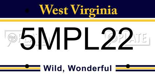 5MPL22 West Virginia License Plate