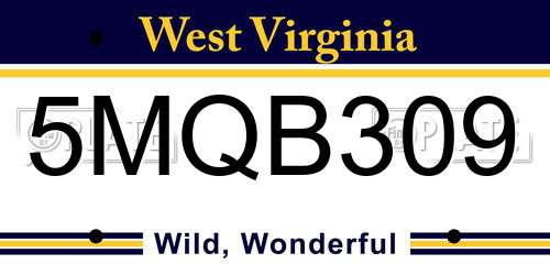 5MQB309 West Virginia License Plate