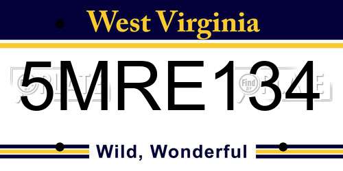 5MRE134 West Virginia License Plate