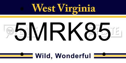 5MRK85 West Virginia License Plate