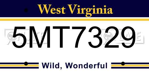 5MT7329 West Virginia License Plate