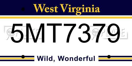 5MT7379 West Virginia License Plate