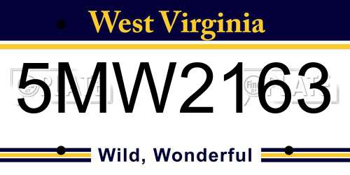 5MW2163 West Virginia License Plate