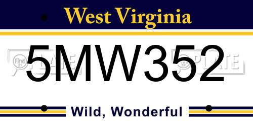 5MW352 West Virginia License Plate