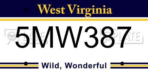 5MW387 West Virginia License Plate