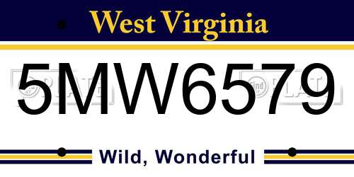 5MW6579 West Virginia License Plate