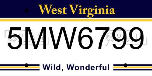 5MW6799 West Virginia License Plate