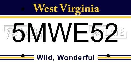 5MWE52 West Virginia License Plate
