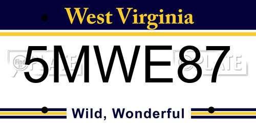 5MWE87 West Virginia License Plate
