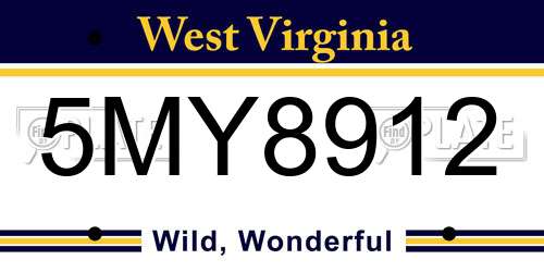5MY8912 West Virginia License Plate