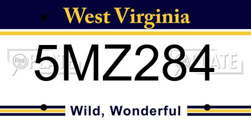 5MZ284 West Virginia License Plate