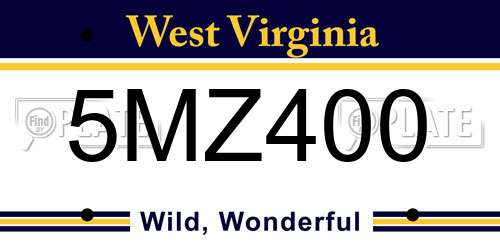 5MZ400 West Virginia License Plate