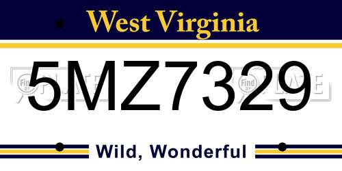 5MZ7329 West Virginia License Plate