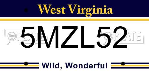 5MZL52 West Virginia License Plate