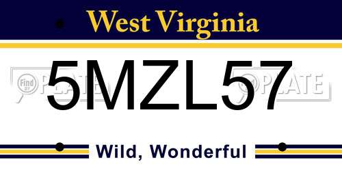 5MZL57 West Virginia License Plate