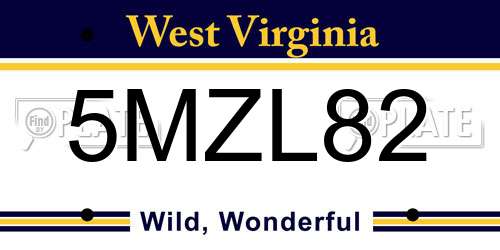 5MZL82 West Virginia License Plate