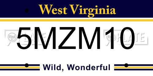 5MZM10 West Virginia License Plate
