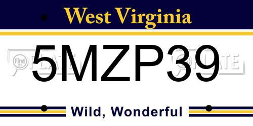 5MZP39 West Virginia License Plate