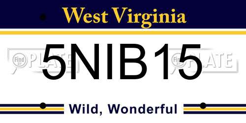 5NIB15 West Virginia License Plate
