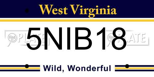 5NIB18 West Virginia License Plate