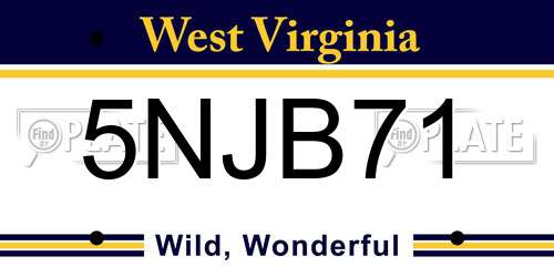5NJB71 West Virginia License Plate