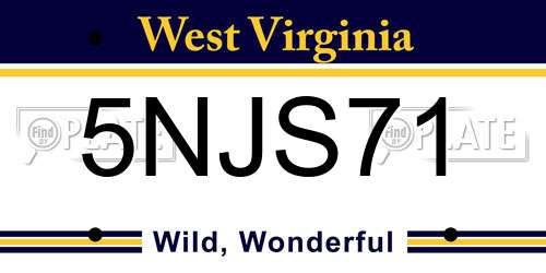 5NJS71 West Virginia License Plate