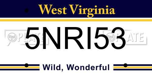 5NRI53 West Virginia License Plate