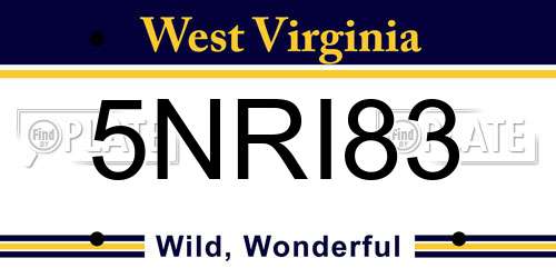 5NRI83 West Virginia License Plate