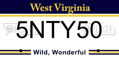 5NTY50 West Virginia License Plate