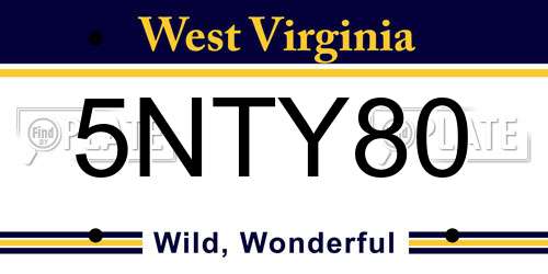5NTY80 West Virginia License Plate