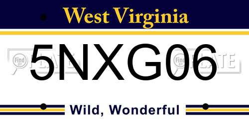 5NXG06 West Virginia License Plate