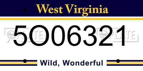 5O06321 West Virginia License Plate