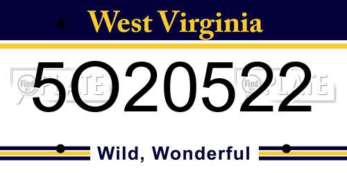 5O20522 West Virginia License Plate