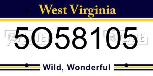 5O58105 West Virginia License Plate
