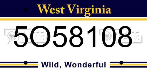 5O58108 West Virginia License Plate